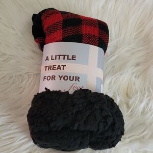 Red and Black Plaid Fleece Socks